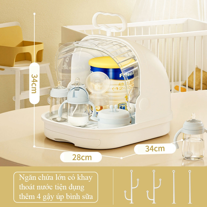 Giá Úp Bình Sữa Cá Heo YEYA - Hộp Đựng Bình Sữa Cỡ Lớn Có Quai Xách Và Nắp Đậy Chống Bụi Bẩn Ngăn Chặn Vi Khuẩn 99%