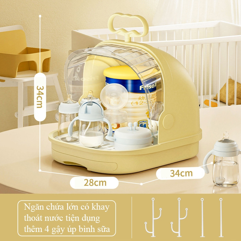 Giá Úp Bình Sữa Cá Heo YEYA - Hộp Đựng Bình Sữa Cỡ Lớn Có Quai Xách Và Nắp Đậy Chống Bụi Bẩn Ngăn Chặn Vi Khuẩn 99%