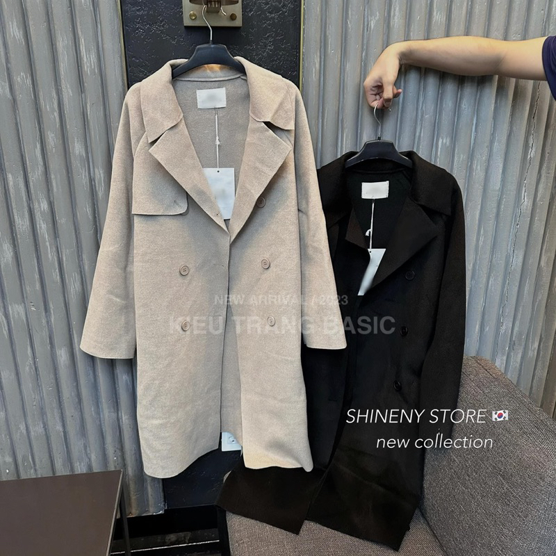 Áo Khoác Mangto Len Ép Dáng Dài