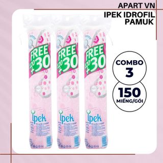 Combo 3 bông tẩy trang không xơ bông Ipek Thổ Nhĩ Kỳ 150 miếng