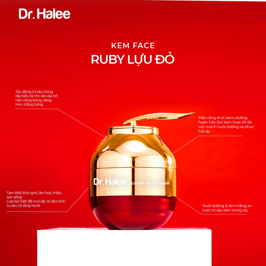 Kem Face Ruby Lựu Đỏ Dr.Halee Dưỡng Trắng Da Ngày & Đêm 50g