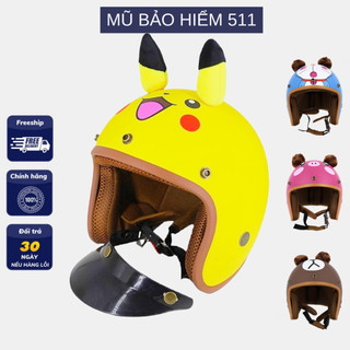 Mũ bảo hiểm 3/4 VARO tem đầu thời trang có tai - Tặng lưỡi trai