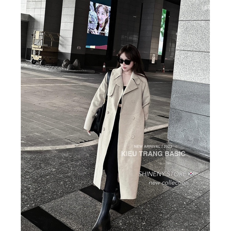 Áo Khoác Mangto Len Ép Dáng Dài