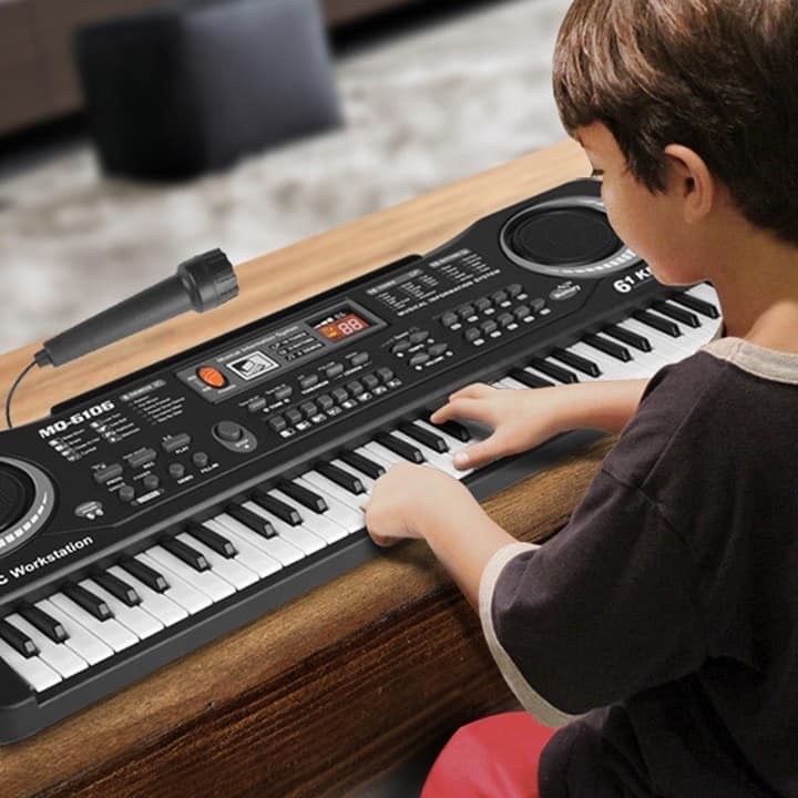 Đàn organ, đàn piano điện tử chuyên nghiệp 61 phím kèm MIC cho bé - Dùng Pin hoặc dây nguồn