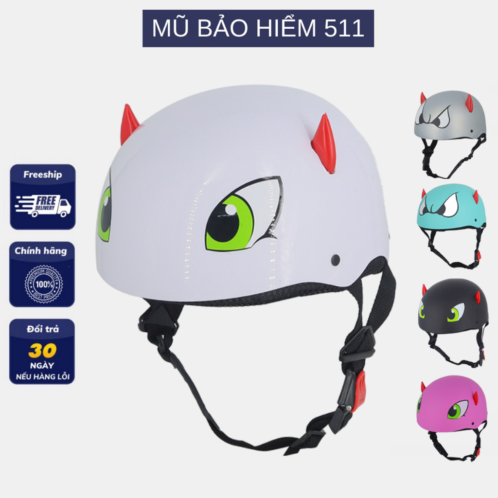 Mũ bảo hiềm nửa đầu 1/2 - Tai và sừng Cao Cấp