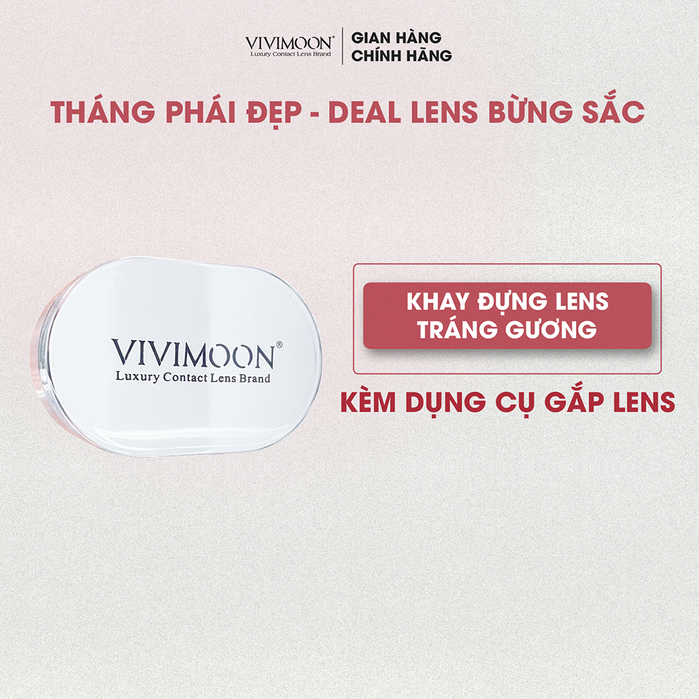 Hộp đựng lens tráng gương Vivimoon kèm dụng cụ gắp dành cho kính áp tròng