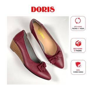 Giày búp bê đế xuồng 5cm DORIS DR503 da thật mũi nhọn gắn nơ vuông màu đỏ  - SIZE NHỎ ,ĐẶT TĂNG 1 SZ- CÓ BẢO HÀNH..