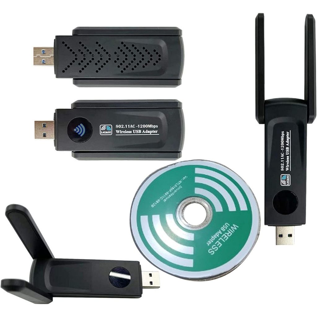 USB Thu WiFi 1200 Mbps 802.11AC - 2 râu nâng cấp WiFi lên 2 sóng 2.4G & 5G cho máy tính PC. Laptop hút wifi mạnh