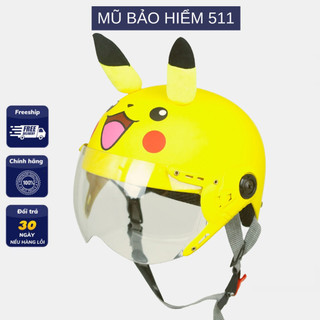 Mũ bảo hiểm trẻ em VARO - hình Pikachu vàng - Có tai và kính - cao cấp