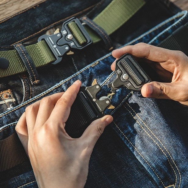 Thắt Lưng Chiến Thuật, Dây Nịt Nam Mặt Khóa Bấm Kim Loại