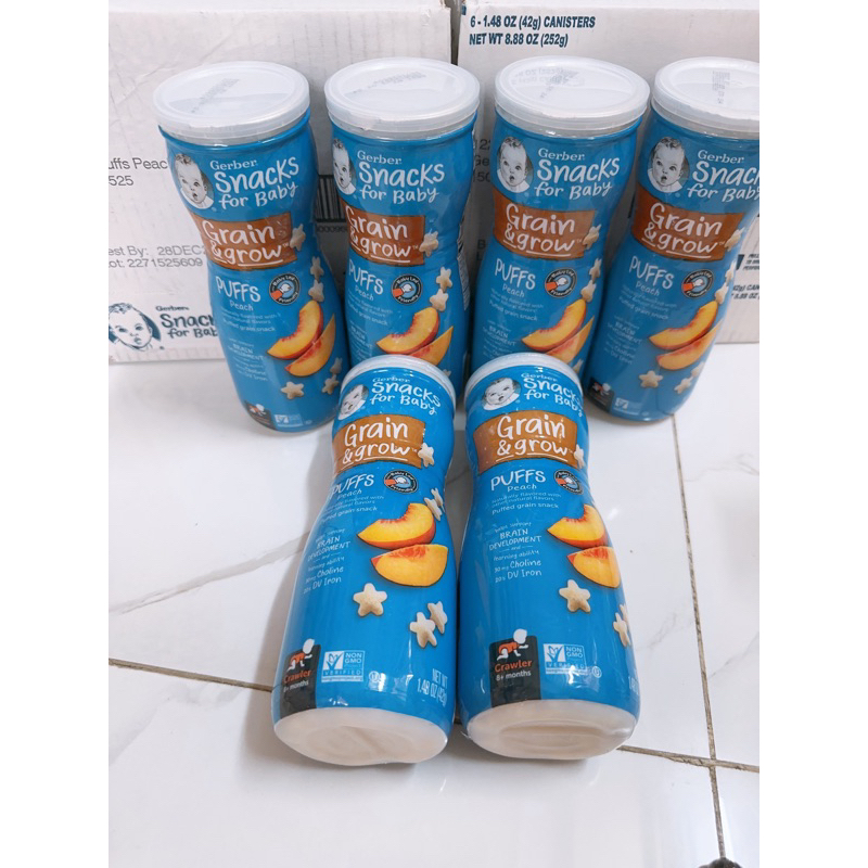 Sale 28 12 23 Bánh ăn dặm Gerber Puffs ngôi sao cho bé từ 8 tháng vị Đào