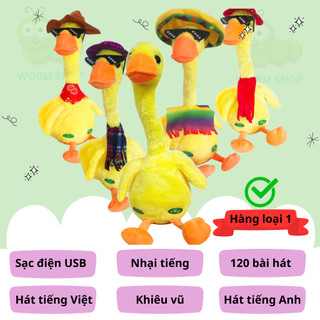 [ FREE SHIP ] ĐỒ CHƠI VỊT BÔNG SẠC ĐIỆN BIẾT HÁT, NHẠI GIỌNG NÓI VÀ NHẢY MÚA