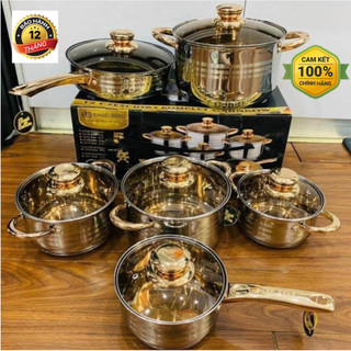 Bộ nồi bếp từ-nồi inox-bộ nồi đức 6 món 12 chi tiết engelberg đáy 5 lớp inox 304 loại 1