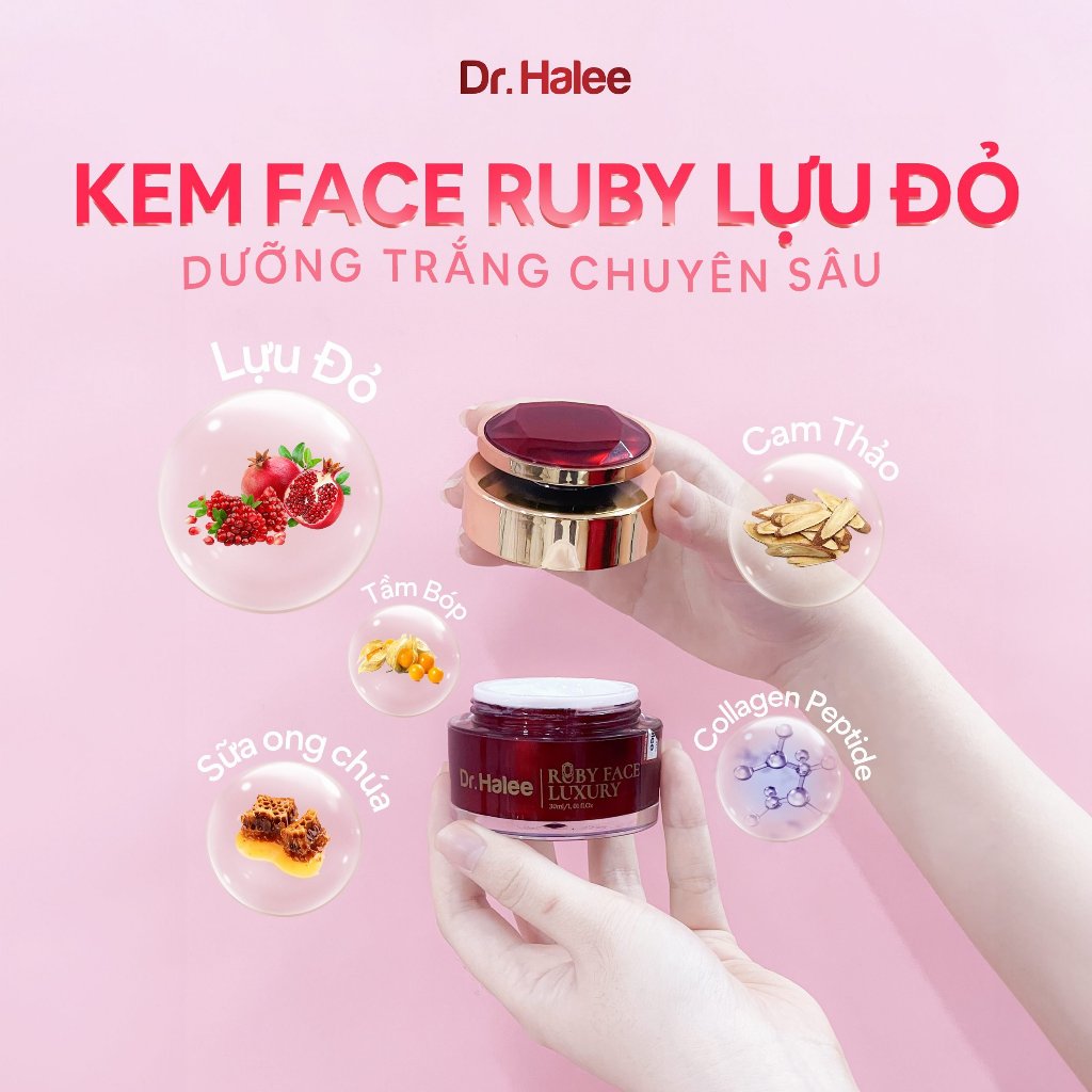 Kem Dưỡng Trắng Da Chuyên Sâu Ruby Lựu Đỏ Dr.Halee 30ml
