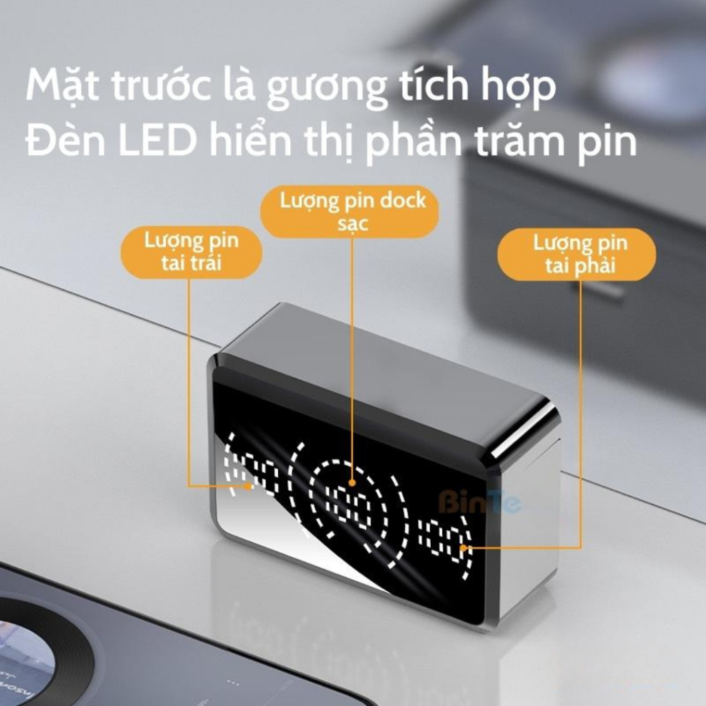 Tai nghe bluetooth GS5,tai nghe không dây nhét tai, màn hình đèn LED, kiêm sạc dự phòng