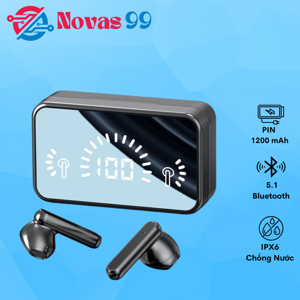 Tai Nghe Không Dây S20 Pro Bluetooth V5.2 - Âm Thanh Hifi 9D Cực Hay Có Micro màn hình LED chống thấm nước,Pin Trâu BH