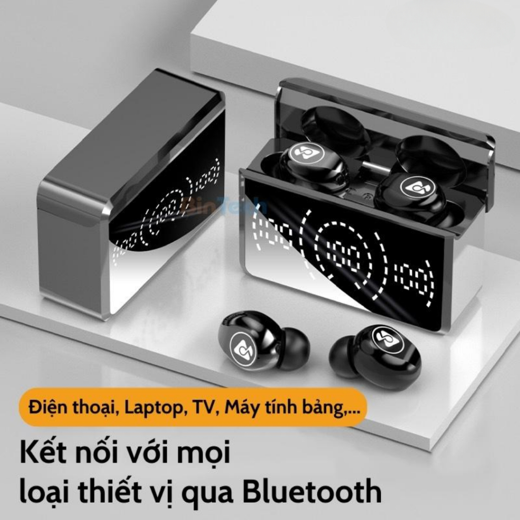 Tai nghe bluetooth GS5,tai nghe không dây nhét tai, màn hình đèn LED, kiêm sạc dự phòng