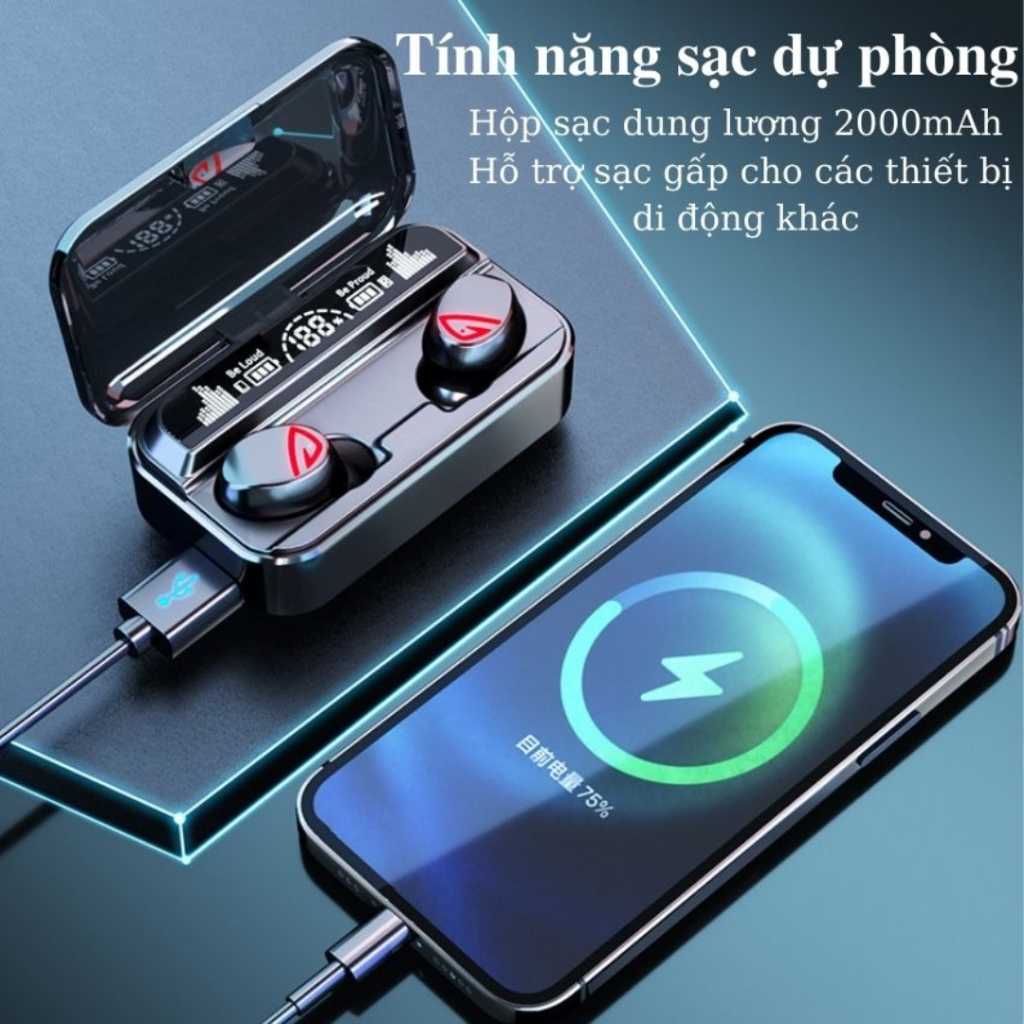Tai nghe S10 Pro pin 8h, bass cực hay, hỗ trợ đàm thoại, chống nước IPX7, kiêm sạc dự phòng