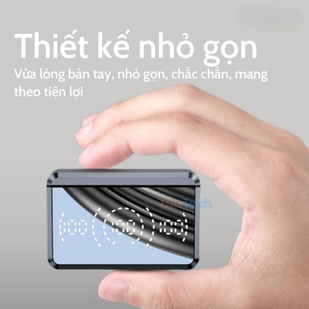 Tai nghe bluetooth GS5,tai nghe không dây nhét tai, màn hình đèn LED, kiêm sạc dự phòng