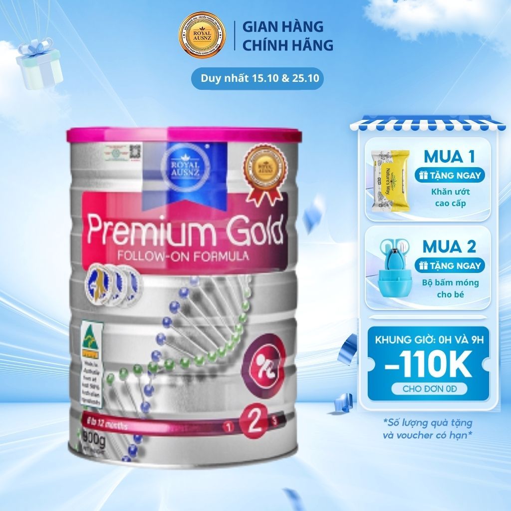 Sữa Bột Hoàng Gia Úc ROYAL AUSNZ Premium Gold Số 2 Bổ Sung Vitamin
