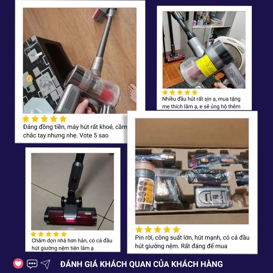 Máy hút bụi không dây Deerma VC80 tích hợp màn hình led thông minh có thể tháo rời pin 3 chế độ hút lực hút 25kpa