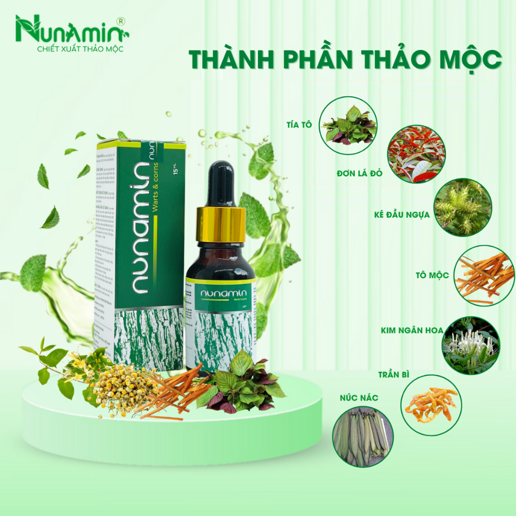 Tinh Chất Chấm Mụn Cóc, Mụn Thịt, Mắt Cá Chân Lâu Năm Nunamin 15 ML + Tặng Băng Gâu X2