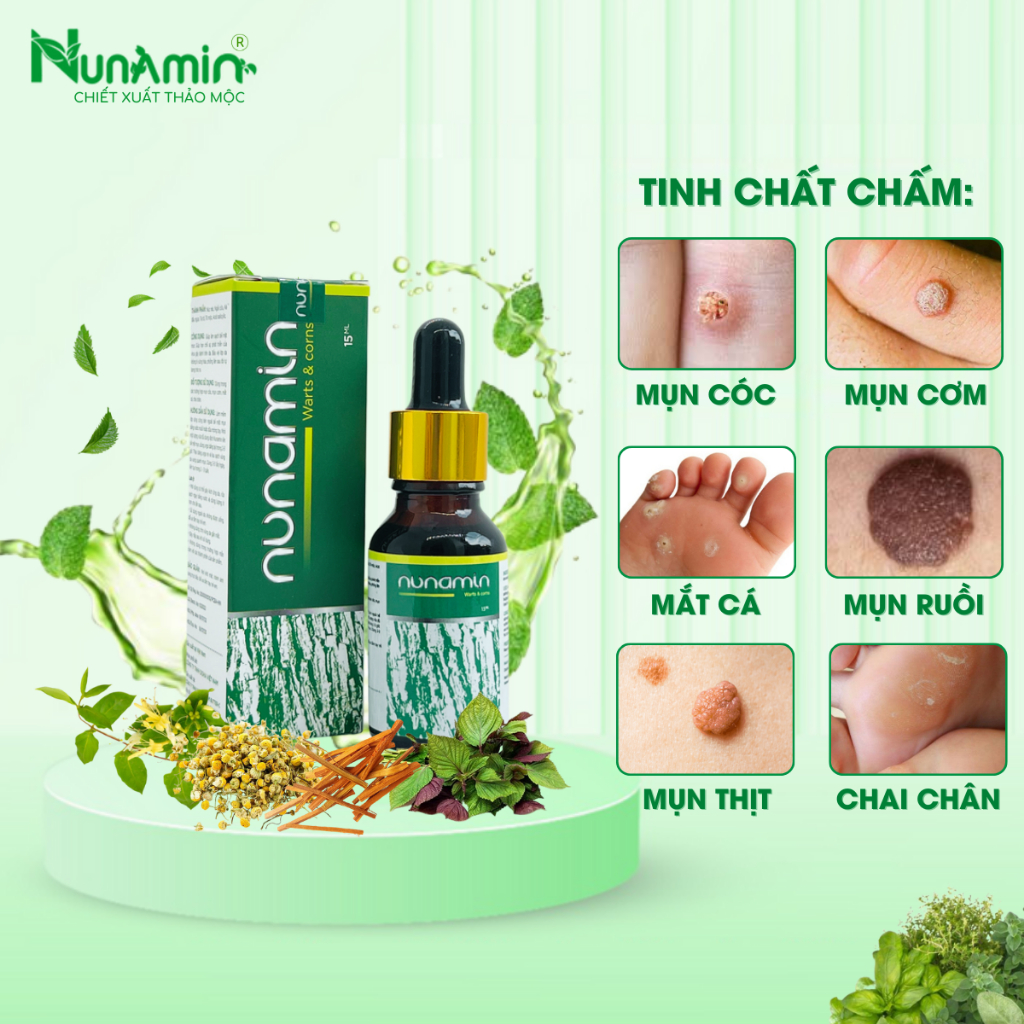 Tinh Chất Chấm Mụn Cóc, Mụn Thịt, Mắt Cá Chân Lâu Năm Nunamin 15 ML + Tặng Băng Gâu X2