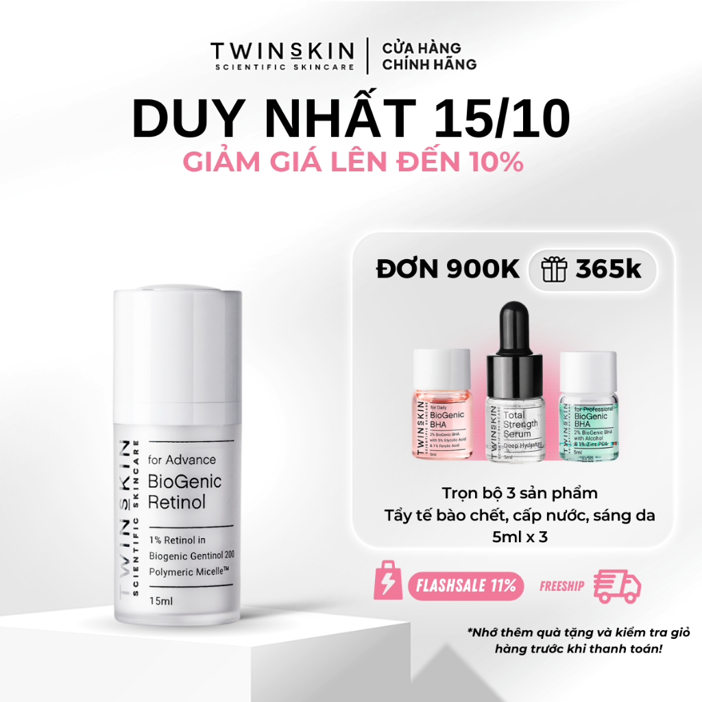 Biogenic Retinol Twins Skin 1% For Advance Travel Size – Kem Dưỡng Da, Ngừa Lão Hóa, Giảm Mụn 15ml