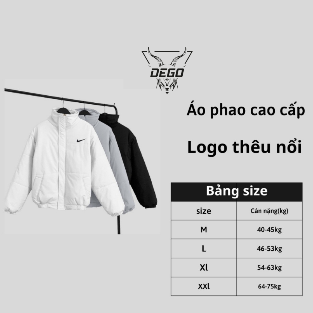 Áo phao NlKEE cao cấp ,Áo phao béo DEGO nam nữ unisex, Local Brand