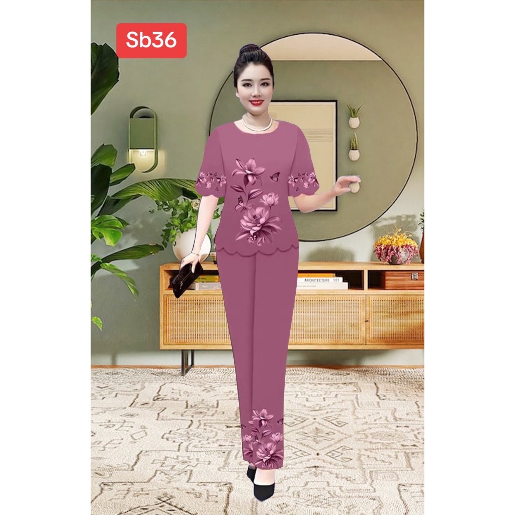 T1- sét bộ chất lụa Pháp trung niên cao cấp tặng bà tặng mẹ