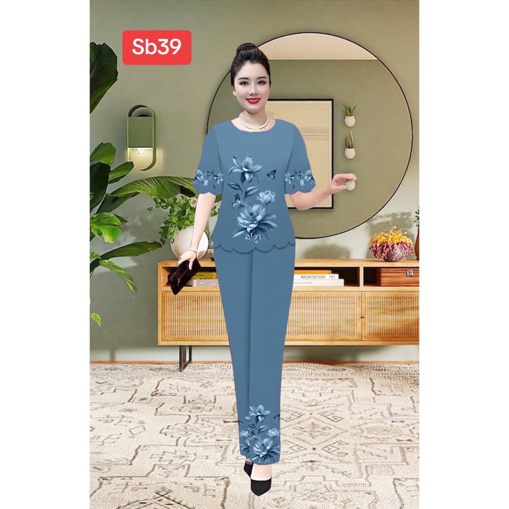 T1- sét bộ chất lụa Pháp trung niên cao cấp tặng bà tặng mẹ