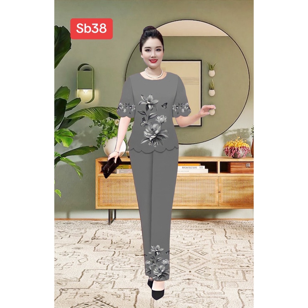 T1- sét bộ chất lụa Pháp trung niên cao cấp tặng bà tặng mẹ