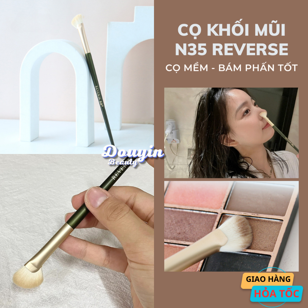 Cọ Tạo Khối Mũi Reverse N35 Đánh Phấn Đầu Cọ Vát Xéo Mềm Mại ( 2 LOẠI LÔNG) DD08 - Douyin Beauty