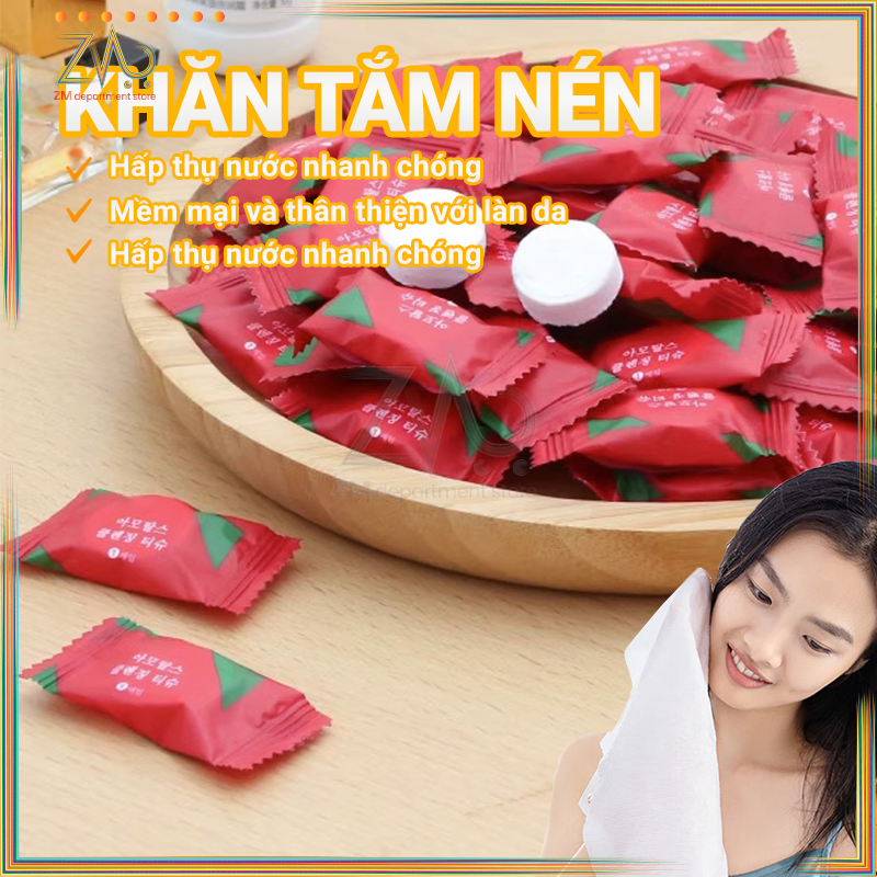 Khăn tắm nén du lịch kích thước dùng 1 lần cotton tiện lợi  giấy nén viên kẹo khăn nén hàn quốc -Khăn mặt nén*1