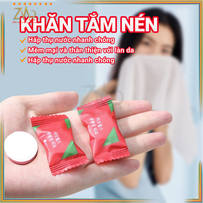 Khăn tắm nén du lịch kích thước dùng 1 lần cotton tiện lợi  giấy nén viên kẹo khăn nén hàn quốc -Khăn mặt nén*1