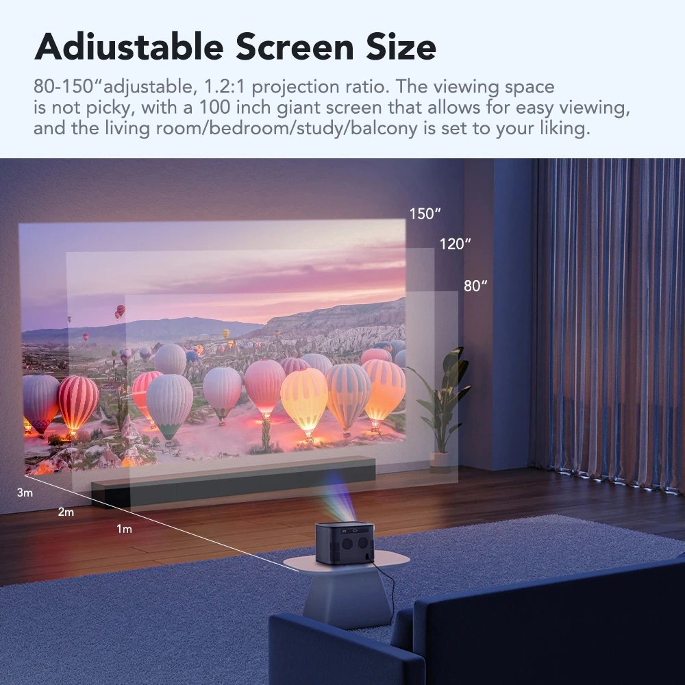 Máy Chiếu LED isinbox S18 - 12.000 Lumen - Android 11 - Wifi 6 - Bluetooth 5.2 - HDMI - AV - Auto Focus.