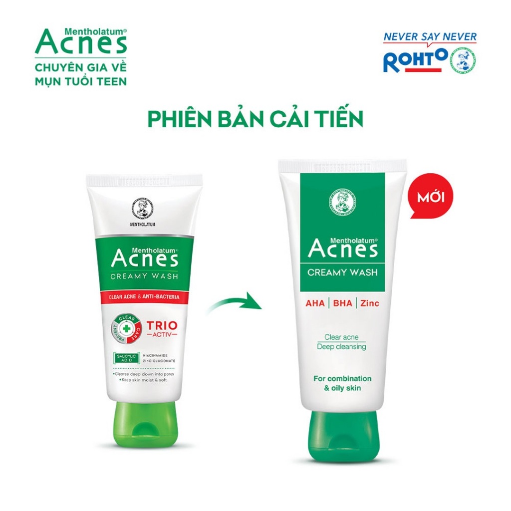 Kem Rửa Mặt Ngừa Mụn Acnes Creamy Wash - Rohto