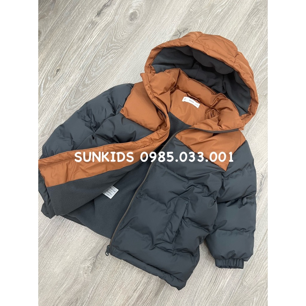 Áo khoác phao bé trai MNG phối nâu