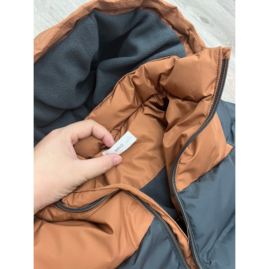 Áo khoác phao bé trai MNG phối nâu