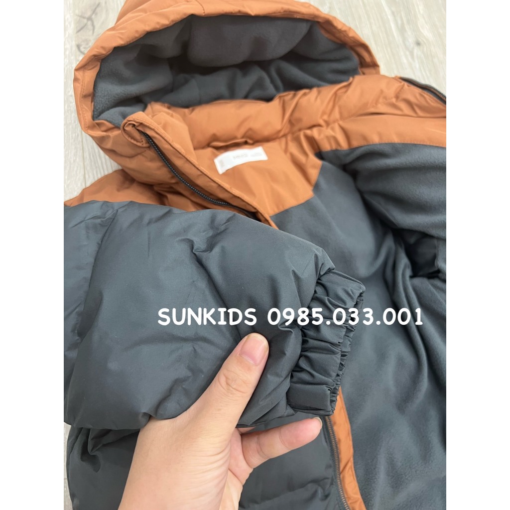 Áo khoác phao bé trai MNG phối nâu