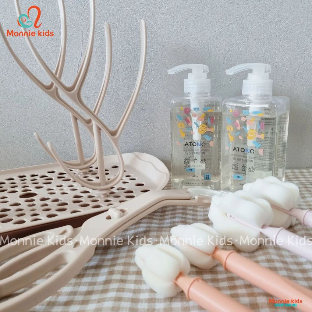 Gel rửa bình sữa thuần chay ATONO2 cho bé 0m+, nước rửa đa năng tạo bọt 480g - Monnie Kids