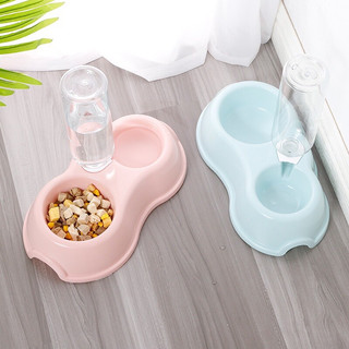 Bát đôi gắn bình cấp nước tự động cho chó mèo - lupipetshop