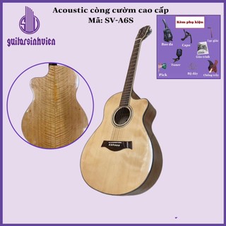 Đàn guitar acoustic gỗ còng cườm cao cấp SV- A6C