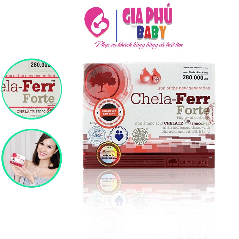 Sắt Chela-Ferr® Forte (Olimp Labs) –Viên sắt cho bà bầu hỗ trợ bổ sung và dễ hấp thu sắt 30 viên, 11,4g