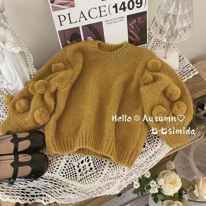 Set quần jean ống loe và áo len dài tay cho bé gái phong cách hàn quốc, set đồ cho bé gái