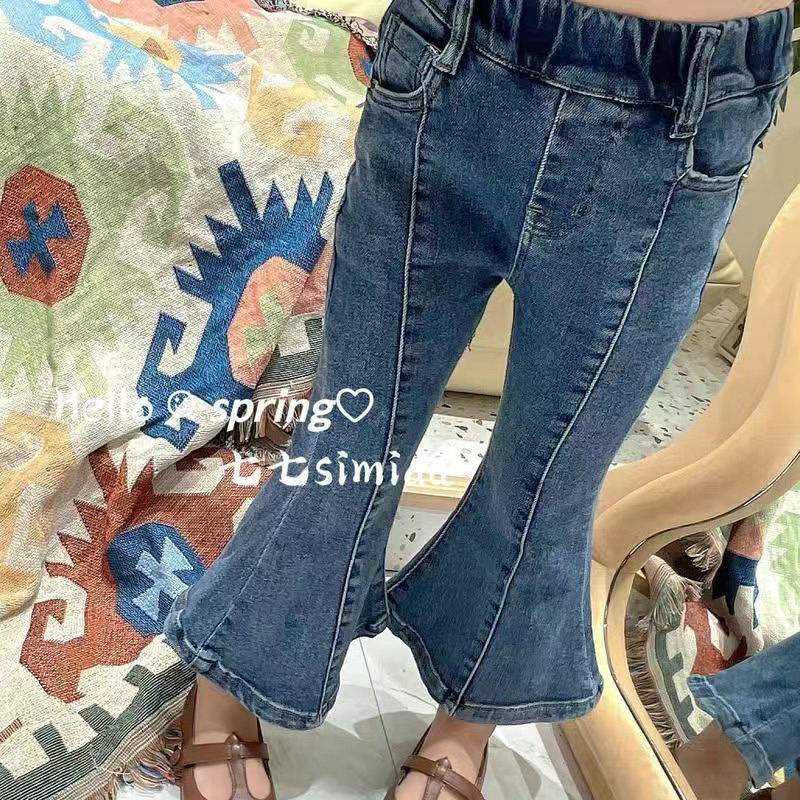 Set quần jean ống loe và áo len dài tay cho bé gái phong cách hàn quốc, set đồ cho bé gái