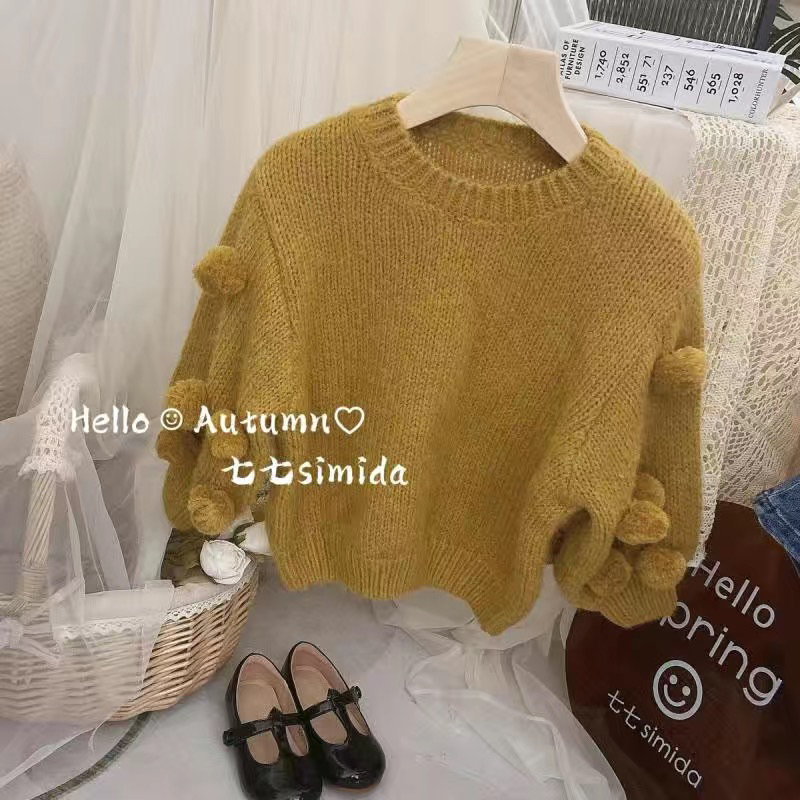 Set quần jean ống loe và áo len dài tay cho bé gái phong cách hàn quốc, set đồ cho bé gái