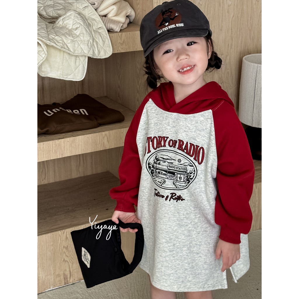 𝒀𝑰𝒀𝑨𝒀𝑨 𝑲𝑰𝑫𝑺 (Y1111)-Váy nỉ hoodie cá tính