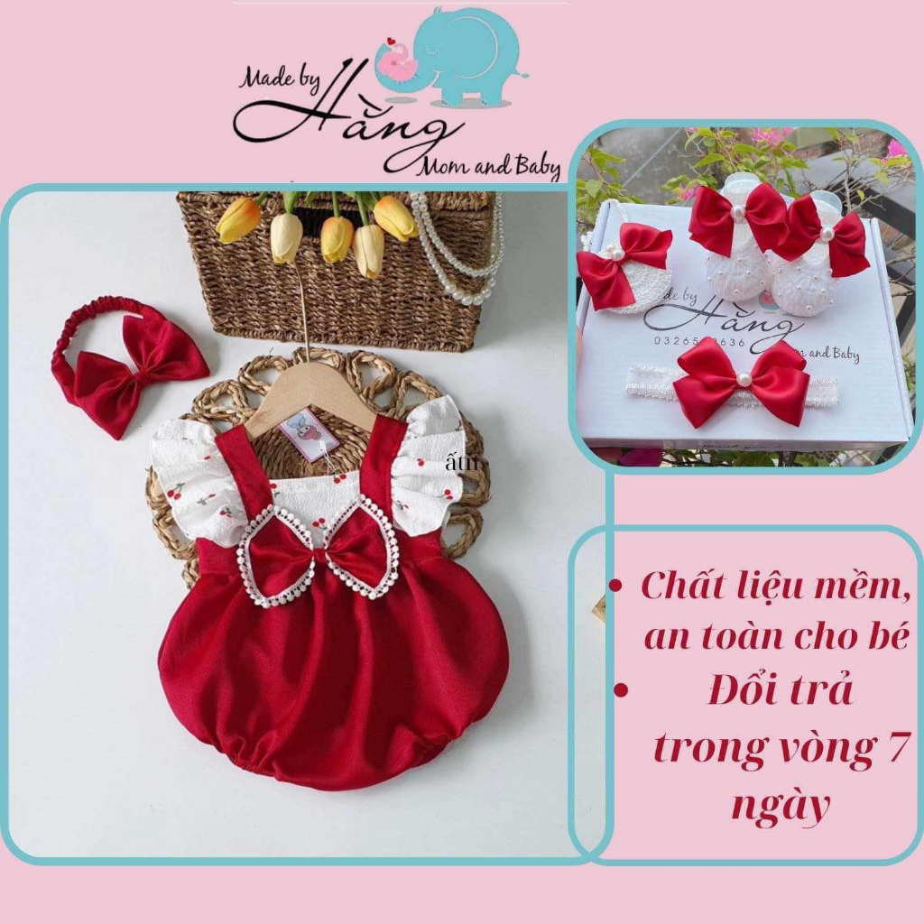 Set cánh tiên đỏ, cho bé gái sơ sinh, set đồ dầy tháng thôi nôi cho bé