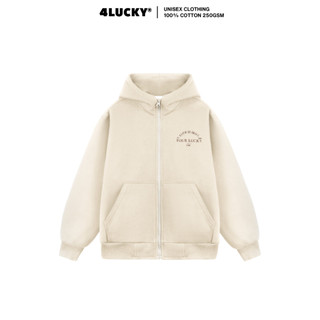Áo khoác nỉ Hoodie Zip 2 lớp dày dặn kem trơn local brand nam nữ 4lucky 6140